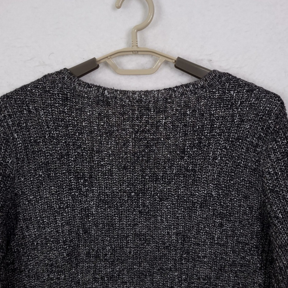 Eileen Fisher Scoop Neck Sweater Womens L Black White Marled Linen Blend Knit - Picture 11 of 13